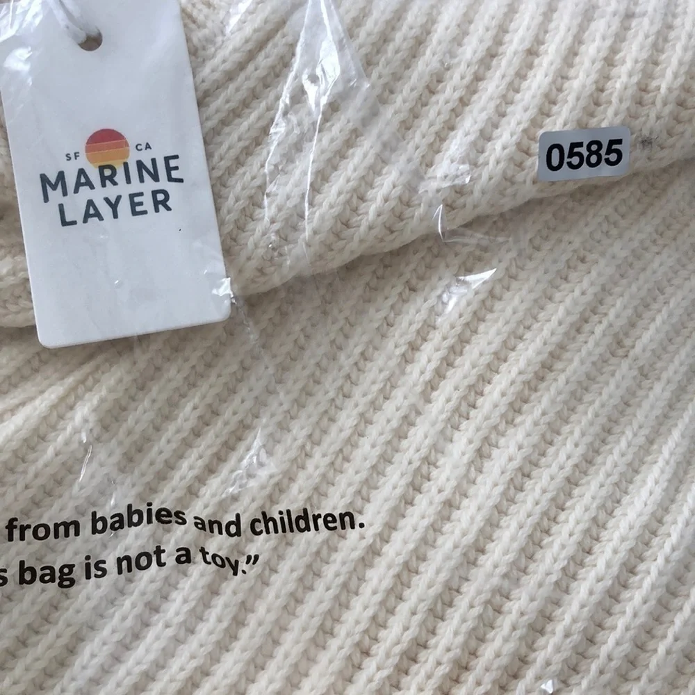 Marine Layer Skylar Sweater Knit Chevron Mock Turtleneck Pullover Ivory NWT XL